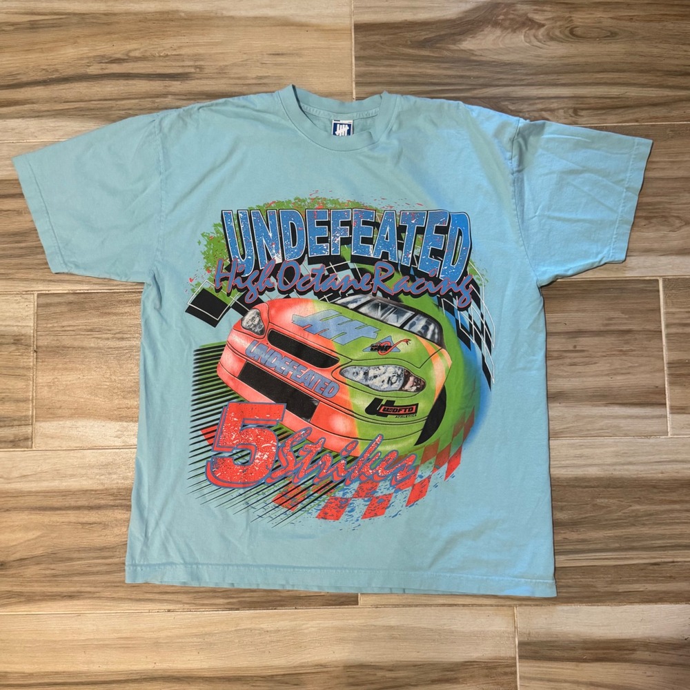 Undefeated High Octane Racing 5 Strikes Graphic T-Shirt Mens XL Blue Made in USA